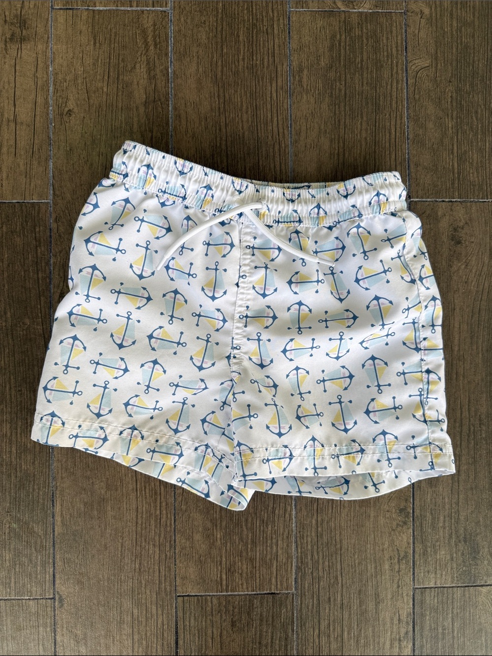 Janie and Jack White Anchor Print Swim Trunks size 3